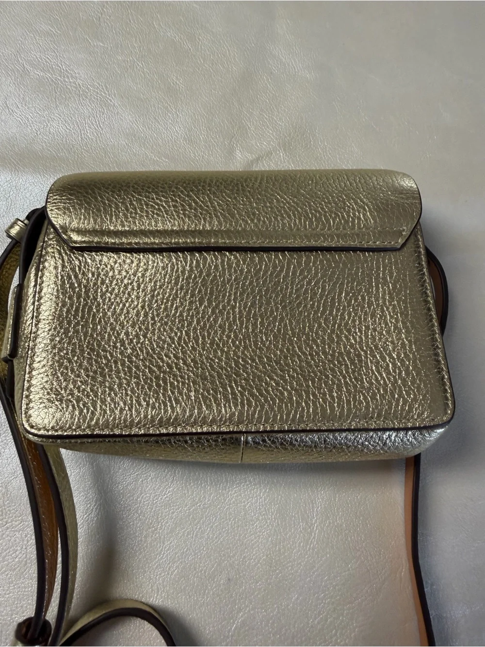 J. Crew Metallic Gold Pebbled Leather Crossbody Bag